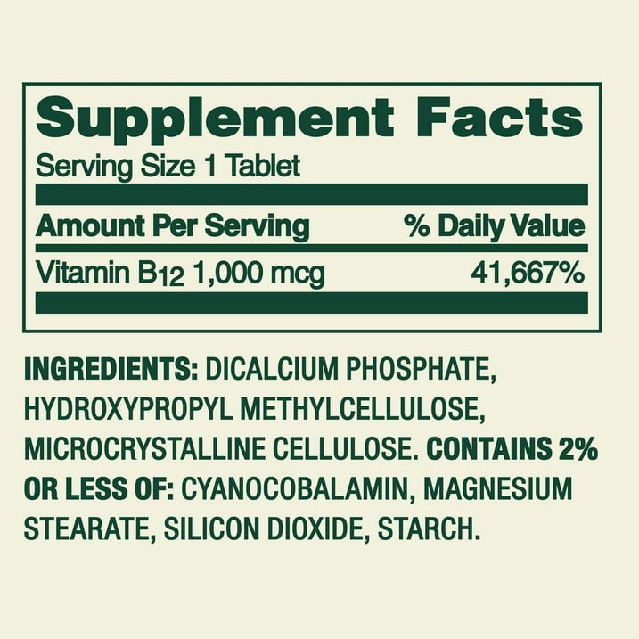 Spring Valley Vitamin B12 Timed-Release Tablets 1000 mcg, 60 Count