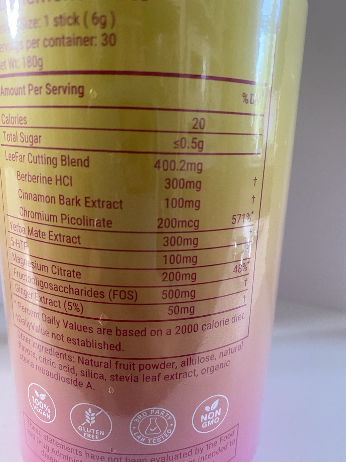 Leefar Cutting Mix – Berberine & Yerba Mate Strawberry Açaí 30 Pc Expires 3-2028