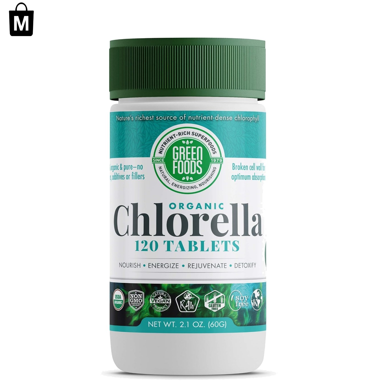 Powerful Organic Chlorella 500 Mg – 120 Tablets for Vitality & Detoxification