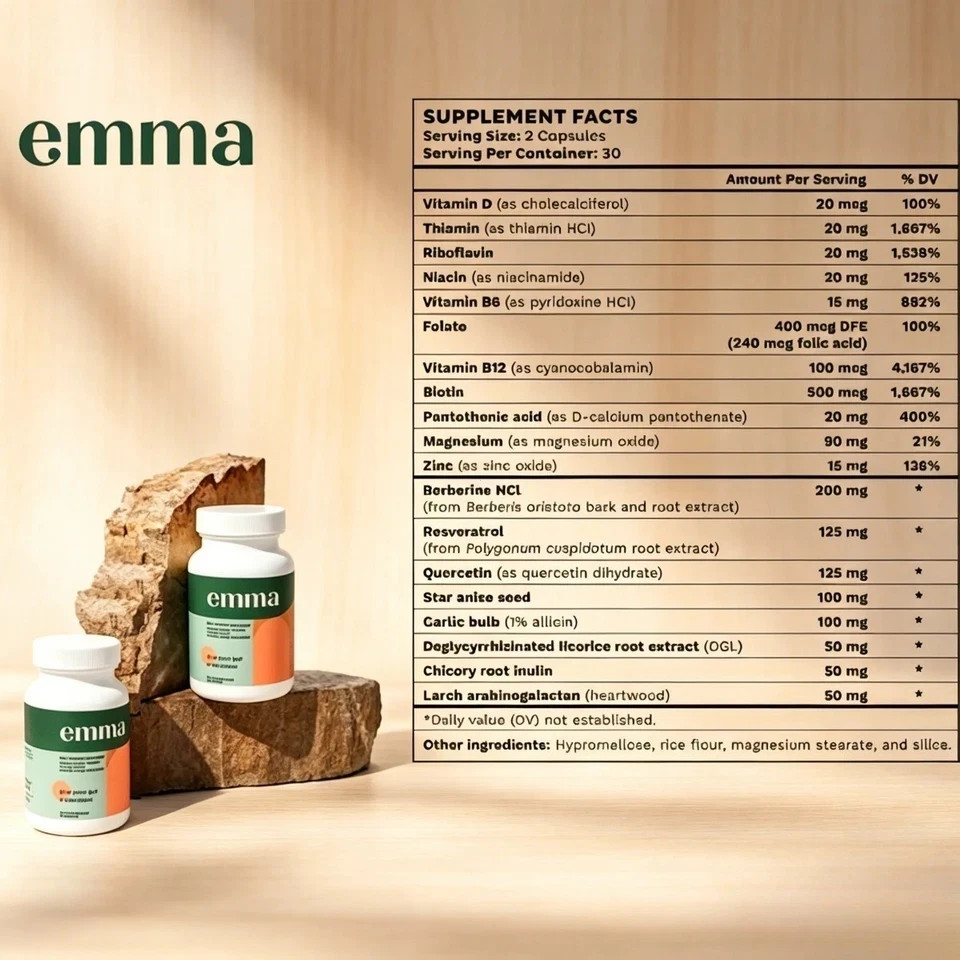 Emma Gut Health & Colon Cleanse–Relief from Bloating & Digestive, 60 Capsules
