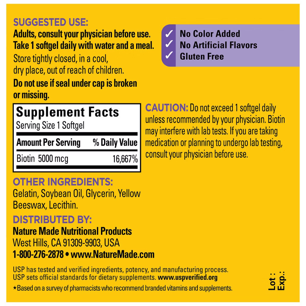Nature Made Maximum Strength Biotin 5000 mcg – 120ct