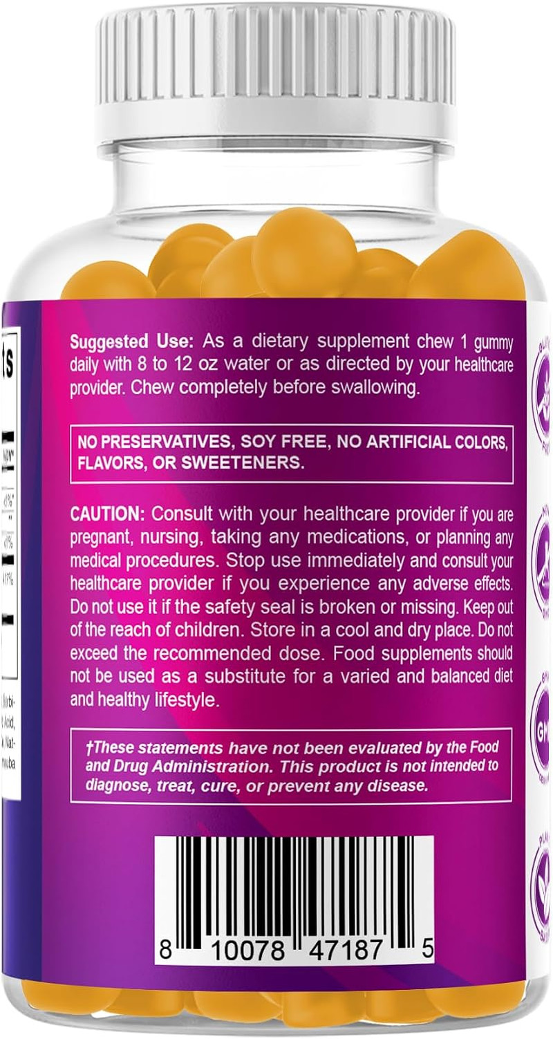 Vitamatic Sugar Free Folic Acid 1 mg Gummies 120 Count Orange Flavor | 1 mg Foli