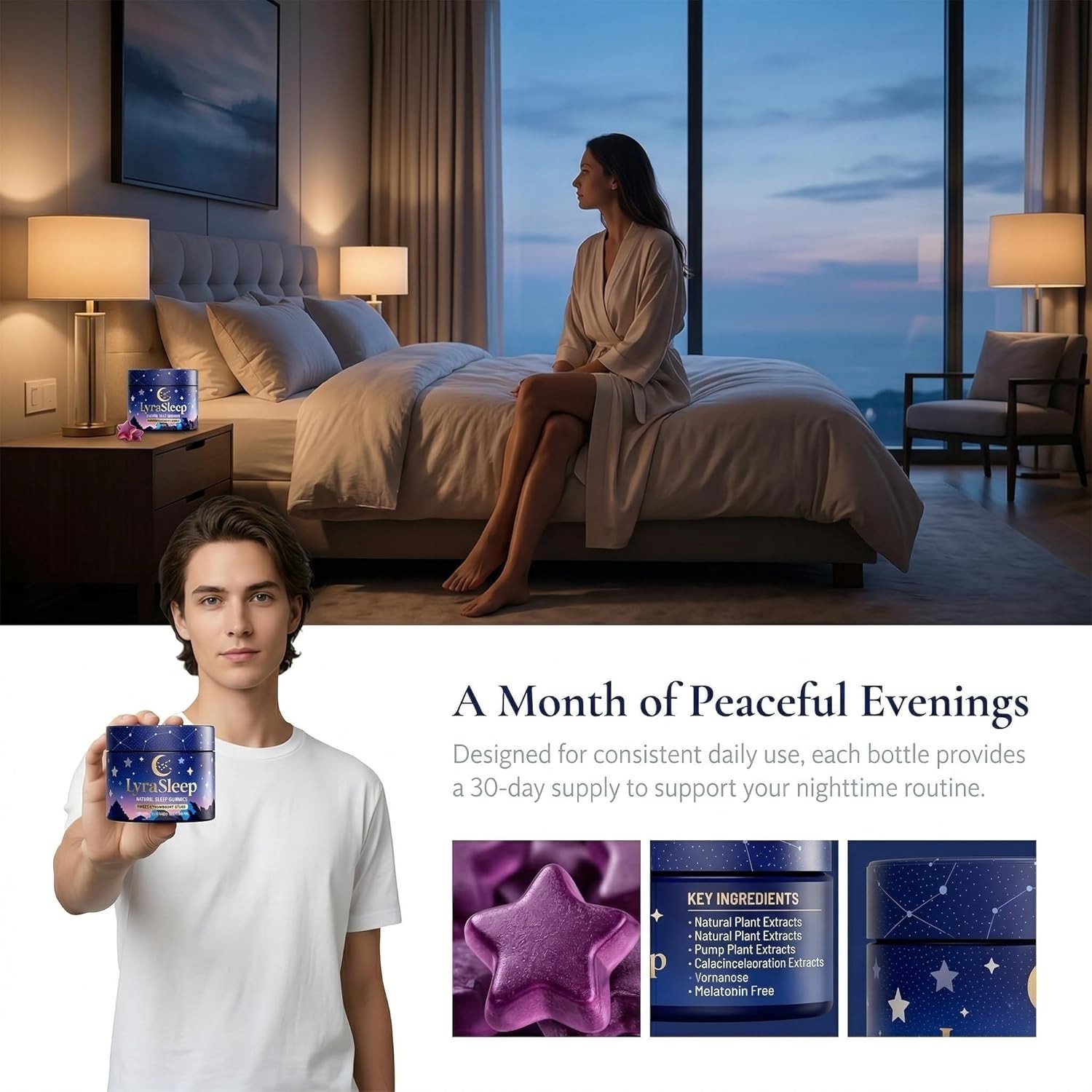 Lyrasleep Gummies – Nighttime Relaxation & Sleep Support Supplement with L-Thean