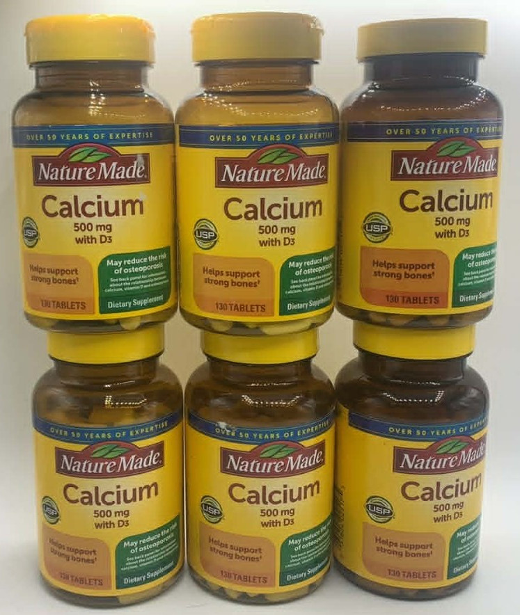 6PK Nature Made Calcium 500 mg With D3 ~ 130 Tablets Each ~ EXP 4/27 ~ FAST SHIP