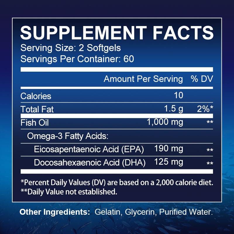 Omega 3 Fish Oil Capsules 3x Strength 3600mg EPA & DHA, Highest Potency 120PCS