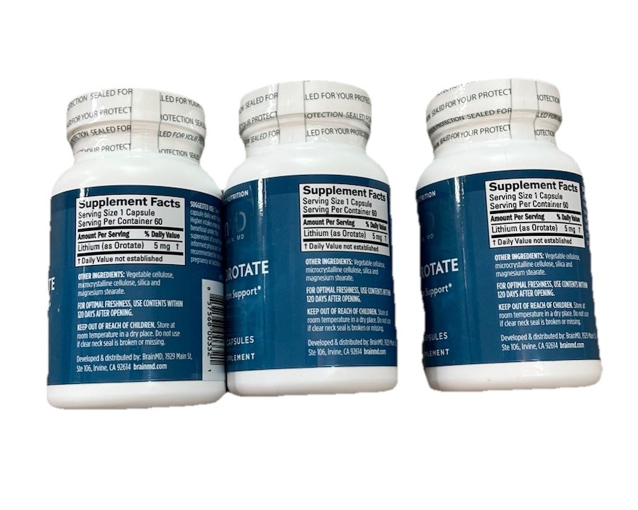 Dr. Amen Brain MD Lithium Orotate 60 Capsules EXP 12/2028 -3PK