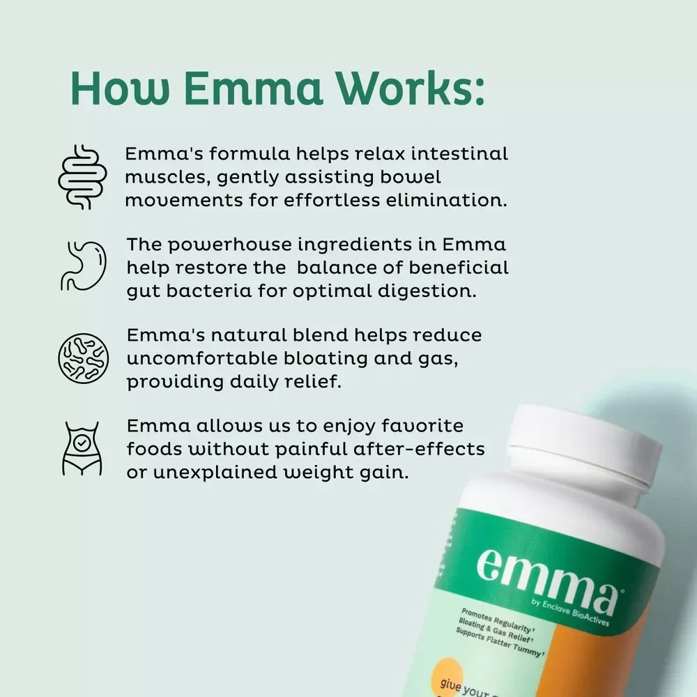 Emma Gut Health Supplement for Gas & Bloating Relief,Leaky Gut Repair,60 Capsule