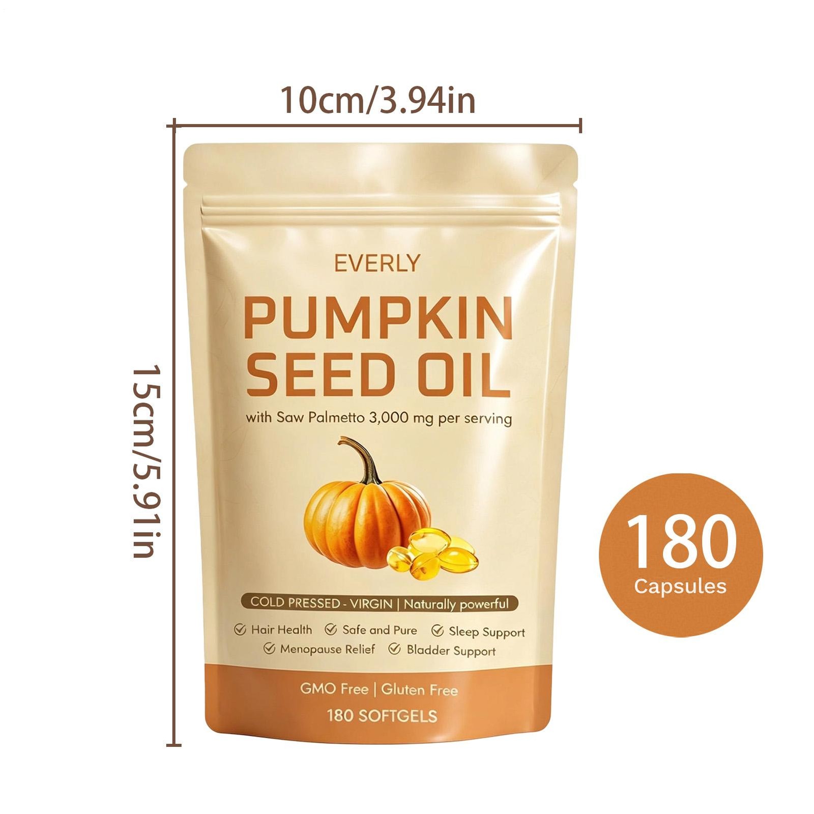 3 Pack Pumpkin Seed Oil 3000mg 180 Softgels Cold Pressed Virgin Saw Palmetto –