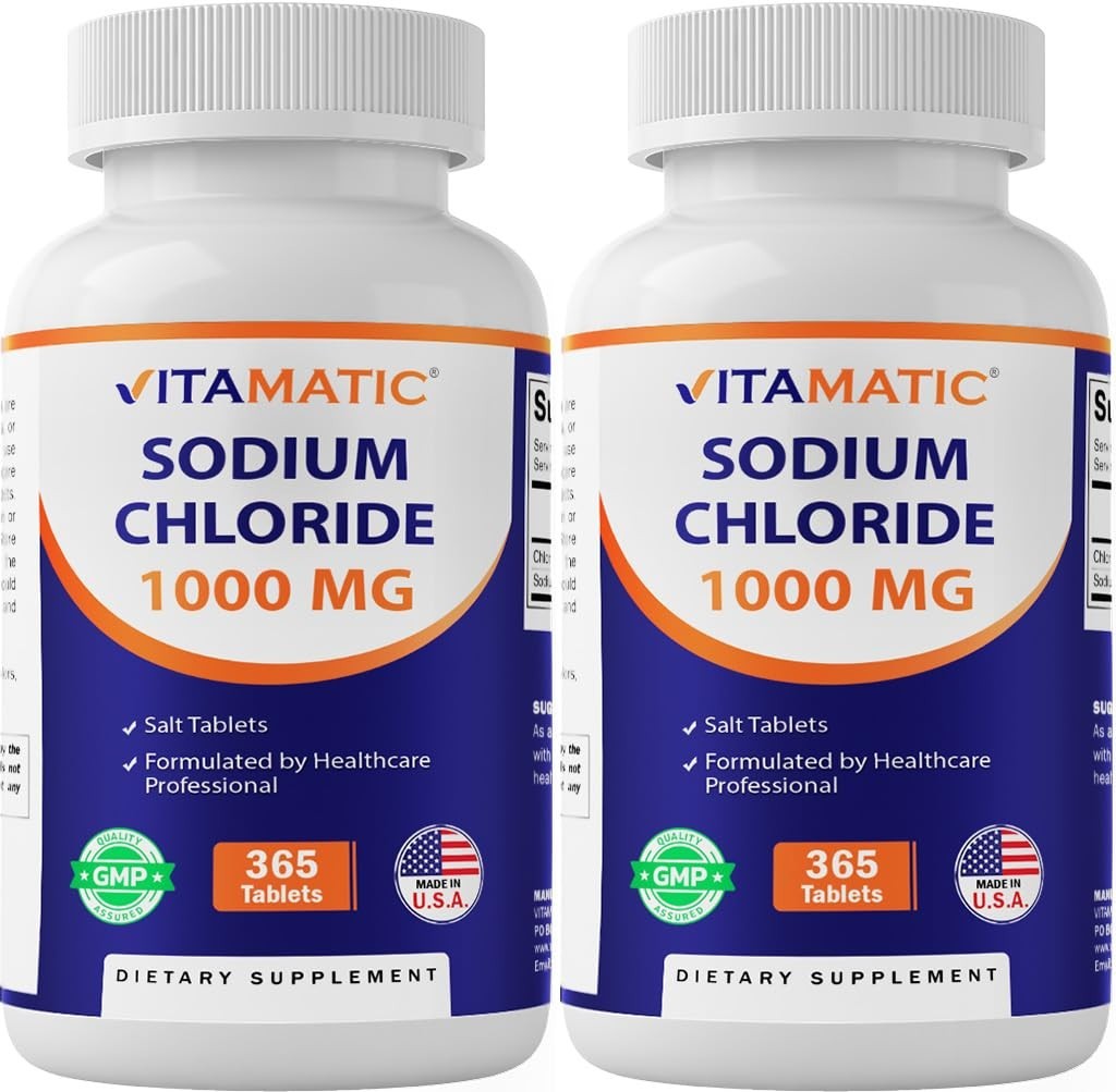 Sodium Chloride 1000mg – 365 Tablets x2 – Electrolyte Replenisher, Hydration Sup
