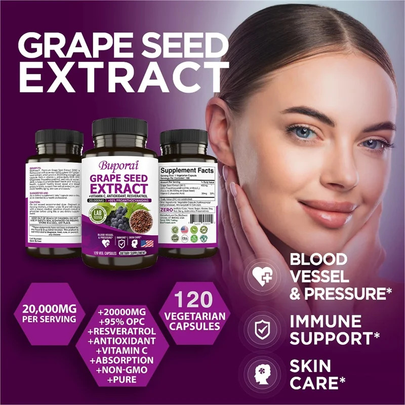 Grape Seed Extract 240pcs, Anti-aging, Nutrient Absorption, Increase Collagen