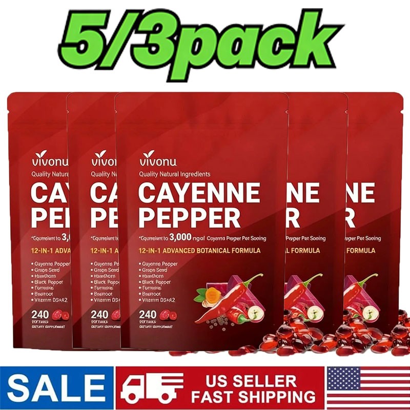 5/3X Cayenne Pepper Softgels for Leg Vein & Circulation Support ,Vascular Health