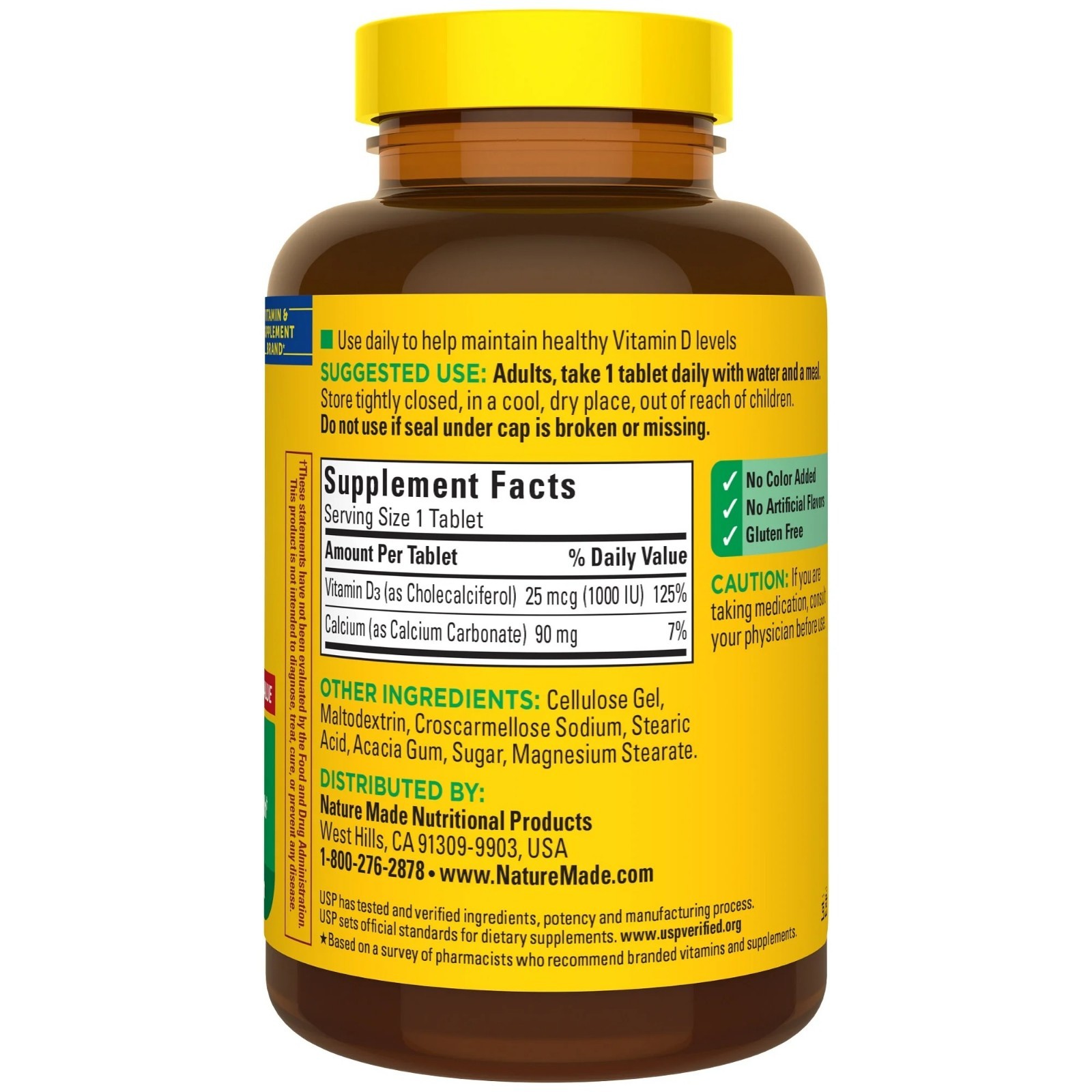 Nature Made Vitamin D3 1000 IU Tablets, 350 Count, Vitamin D, Dietary Supplement