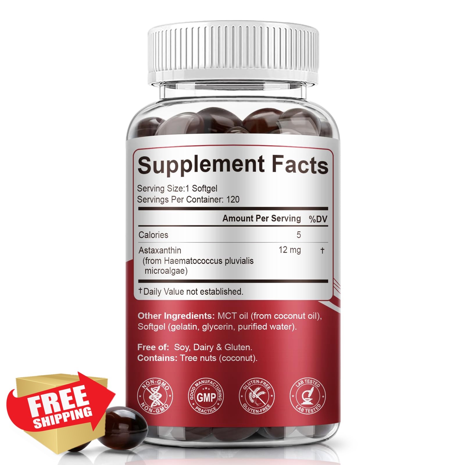 BEWORD Astaxanthin 12mg MCT Oil 120 Softgels