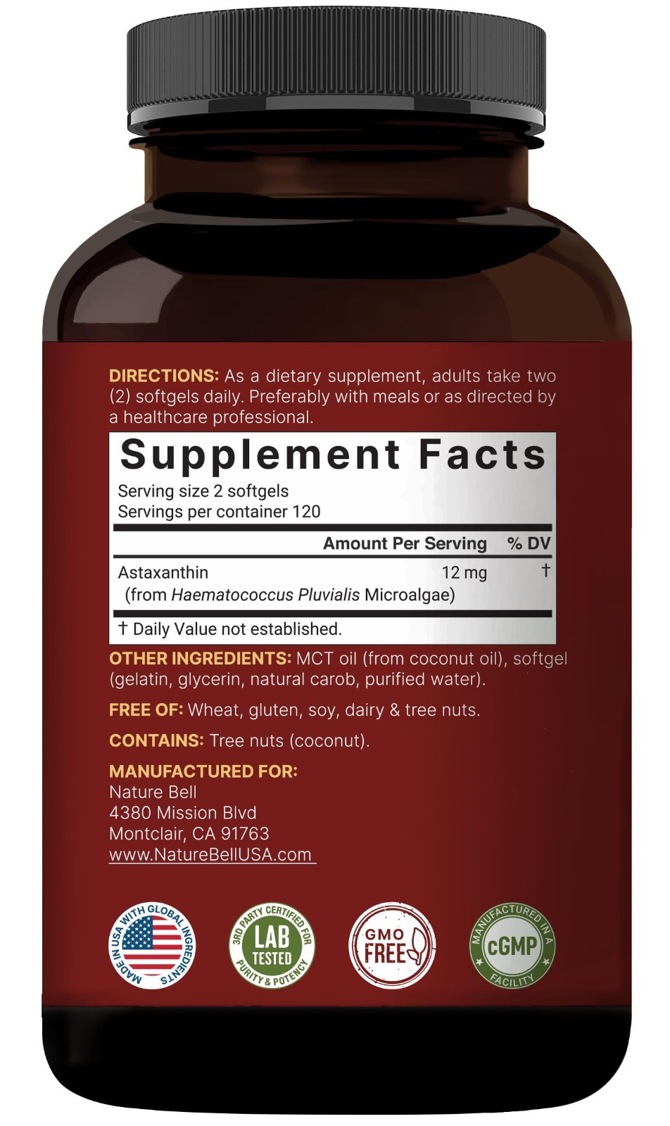 Maximum Strength Astaxanthin 12mg – 240 Softgels, Natural Antioxidant, Non-GMO,