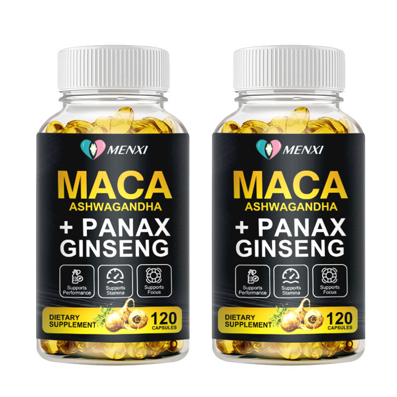 Maca Root + Ashwagandha + Korean Ginseng 12000mg, Peruvian Maca Root 120 Capsule