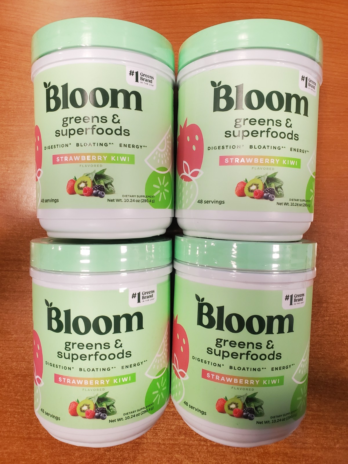 4 Pk: Bloom Greens & Superfoods Powder Strawberry Kiwi 10.24oz ea Exp. 9/30/26 F