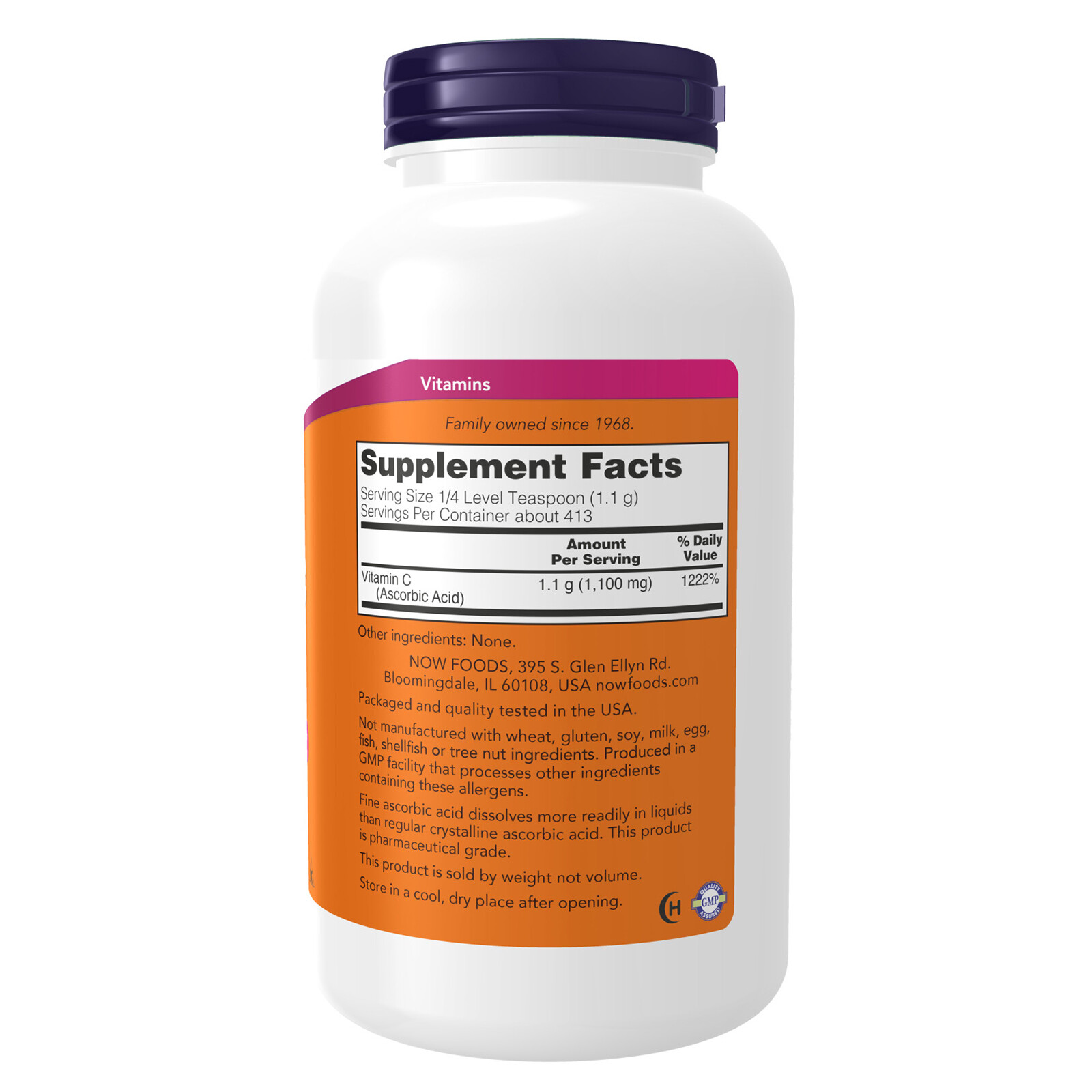 NOW FOODS Vitamin C Crystals 1 lb. Powder, Clearance for Best By 07/2026