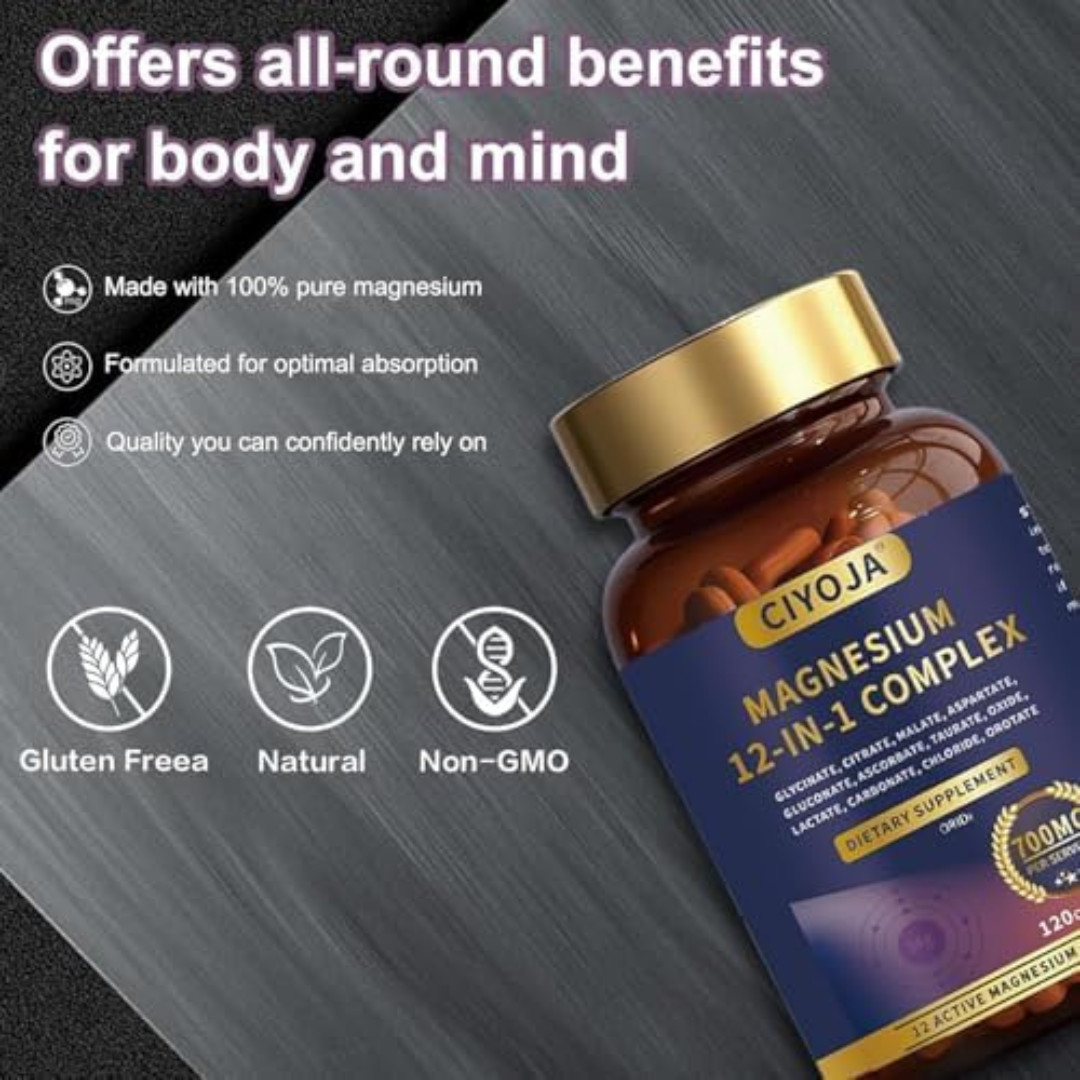 Puravita Magnesium Complex 700Mg 12 in 1 Magnesium Supplement with Glycinate, Ci