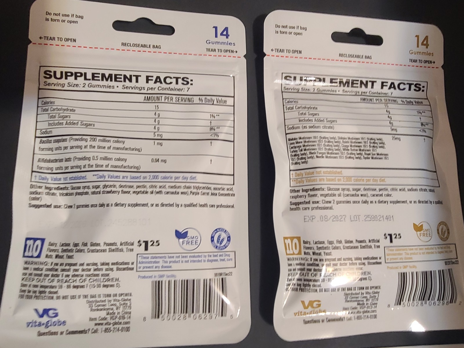 Vita-Globe Super Probiotics, Mushroom, TURMERIC, & B12 Gummy Supplements