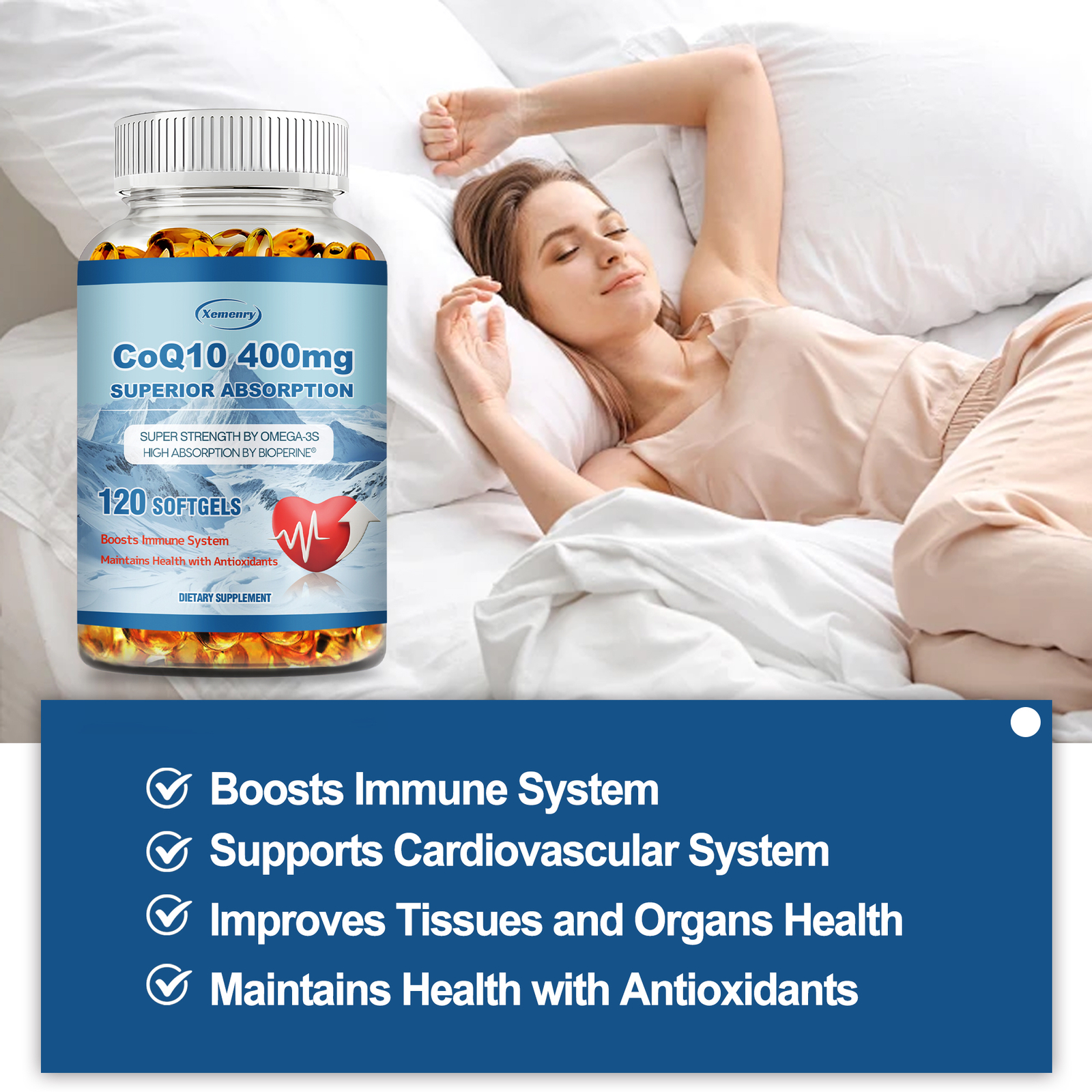 CoQ10 400mg – Ubiquinone High Absorption Coenzyme,Heart Health High Absorption