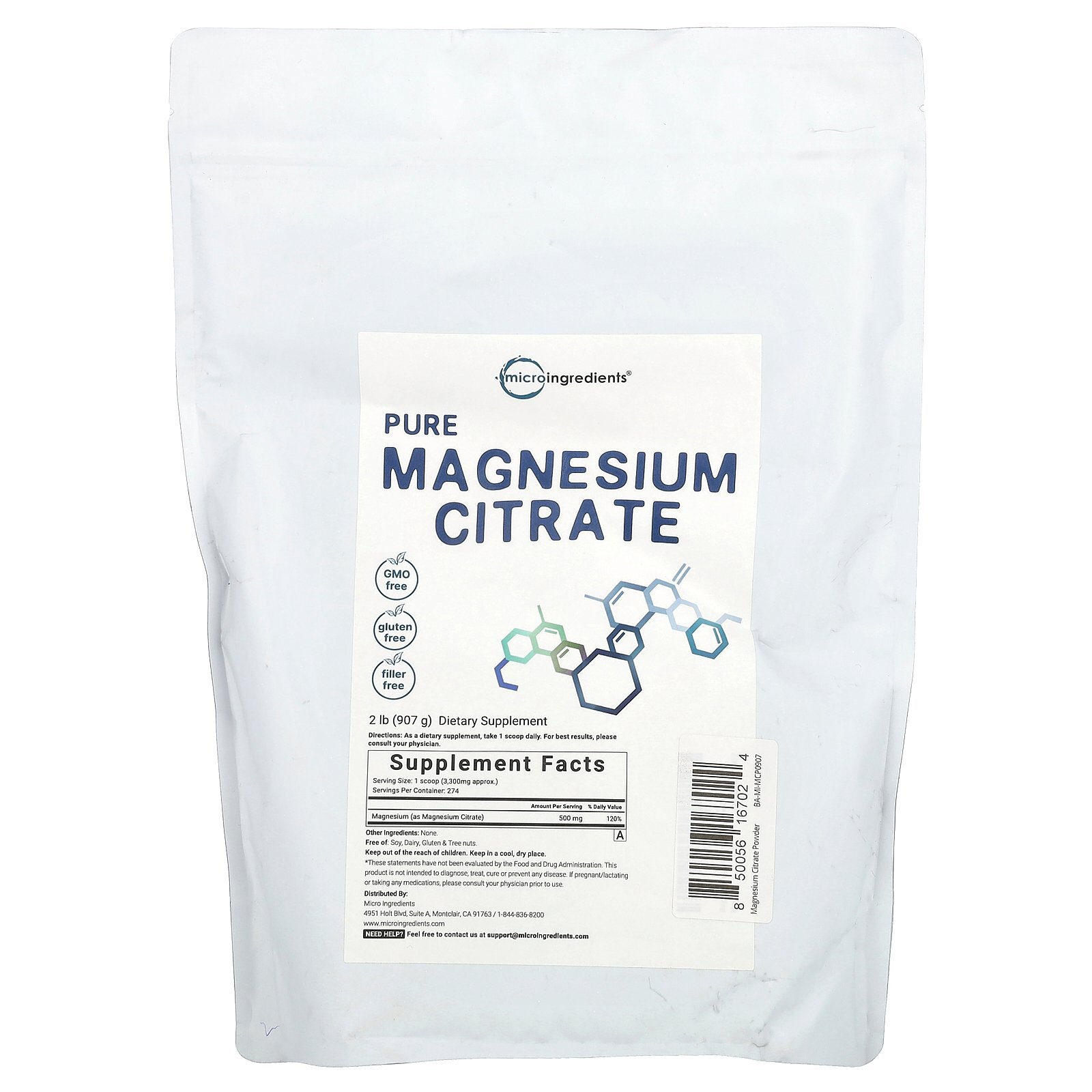 Pure Magnesium Citrate, 2 lb (907 g)