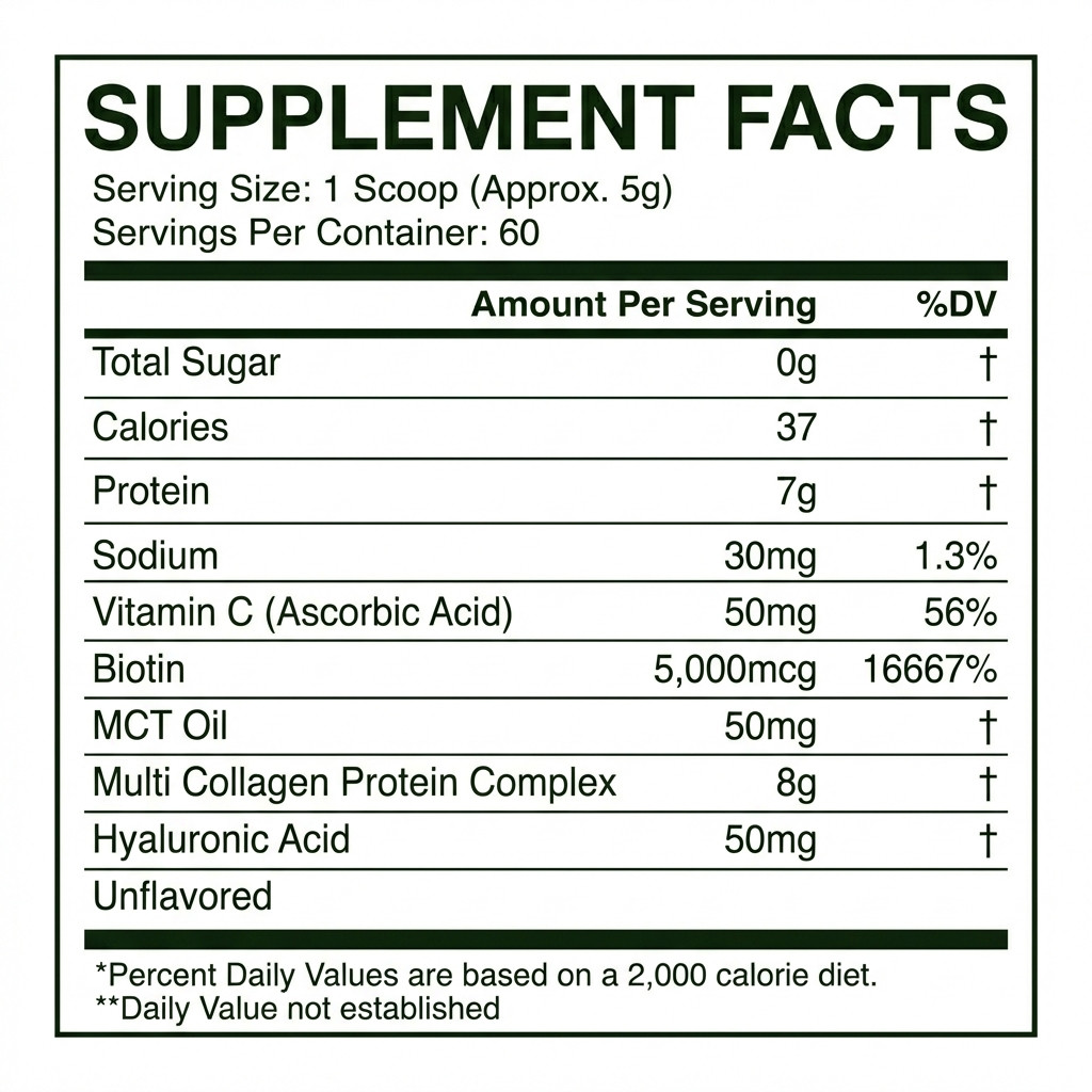 Multi Collagen Powder, with Vitamin C Biotin HA MCT 14.13 oz | Nutribas