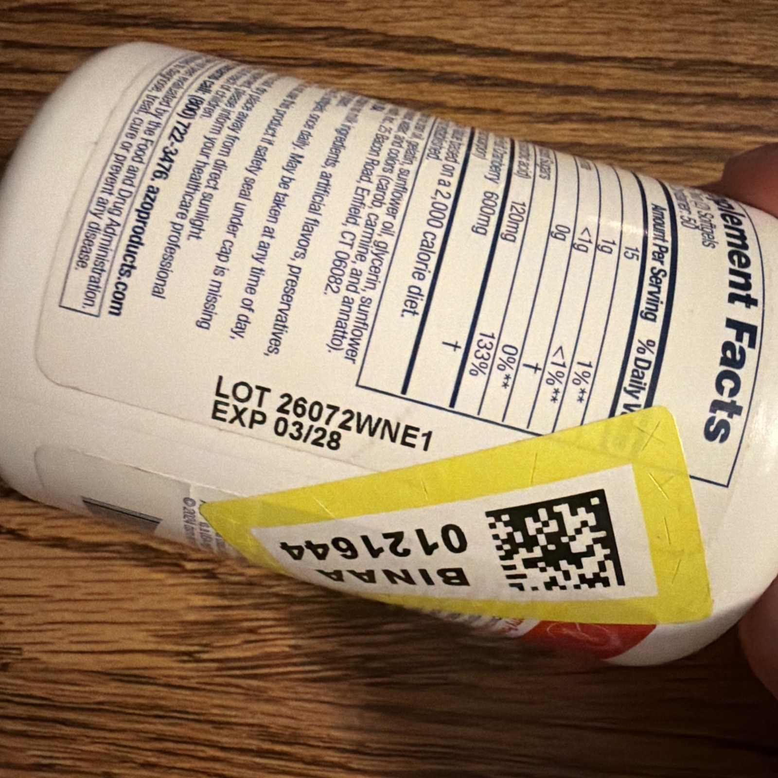 AZO Cranberry Softgels Maximum Strength 100ct -Exp 03/2028