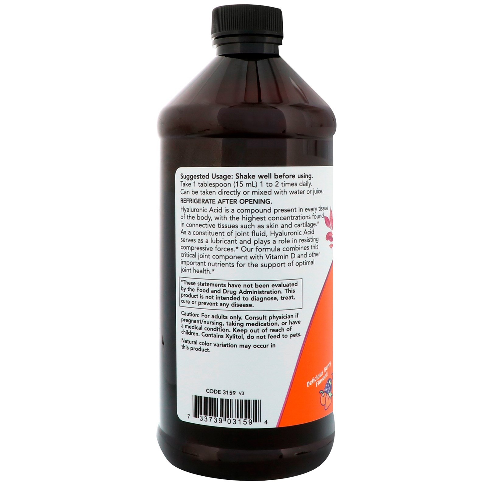 Liquid Hyaluronic Acid, Berry, 100 mg, 16 fl oz (473 ml)