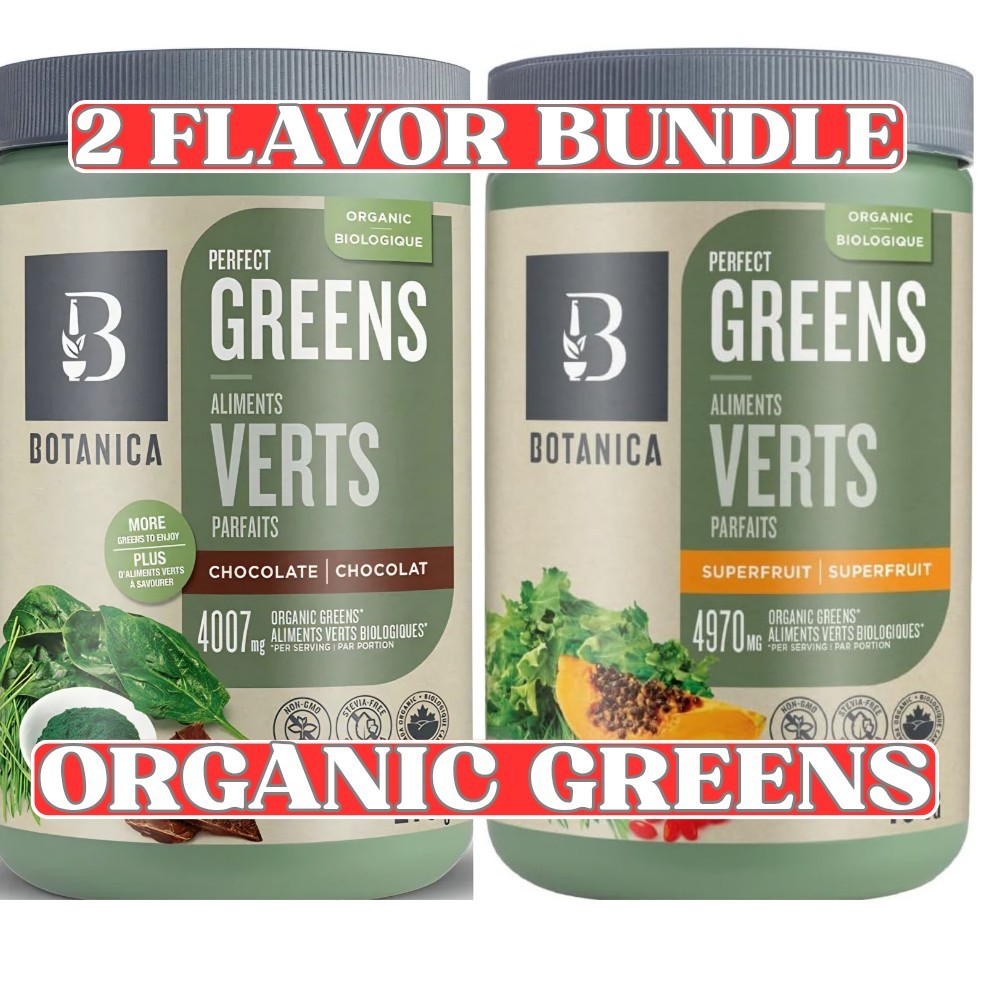 Botanica Organic Perfect Greens 2-Pack Chocolate + Superfruit Vegan Canadian