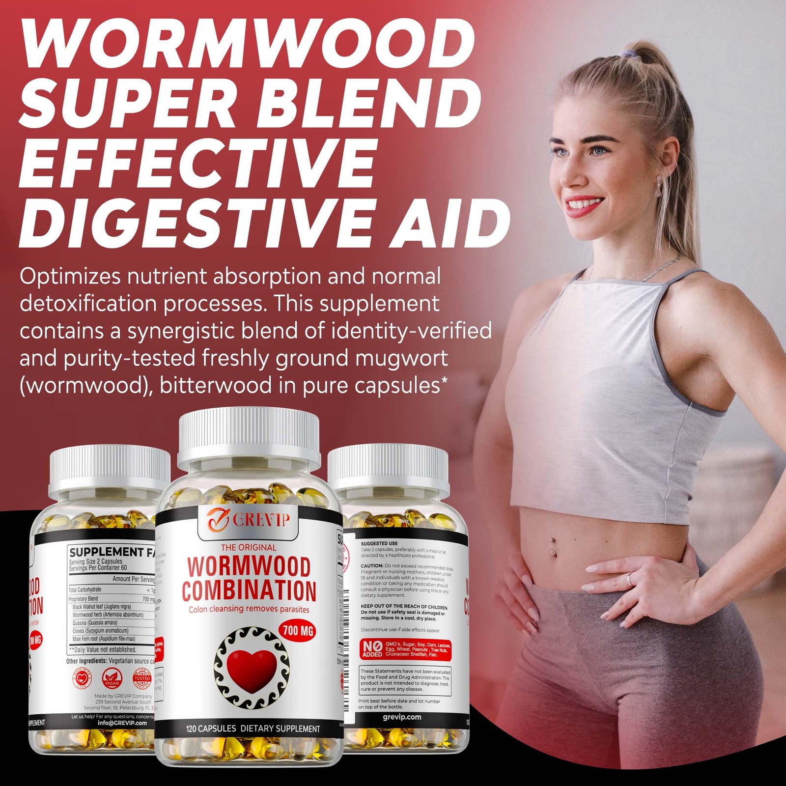 Wormwood Combination – Black Walnut, Cloves, Quassia – Intestine Cleanse & Detox