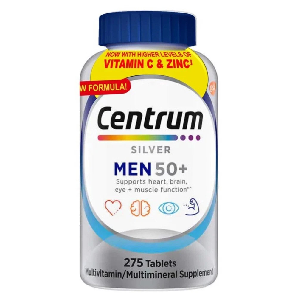 Centrum Silver MultiVitamin MultiMineral Complete Vitamin 275 Tabs Men Over 50+