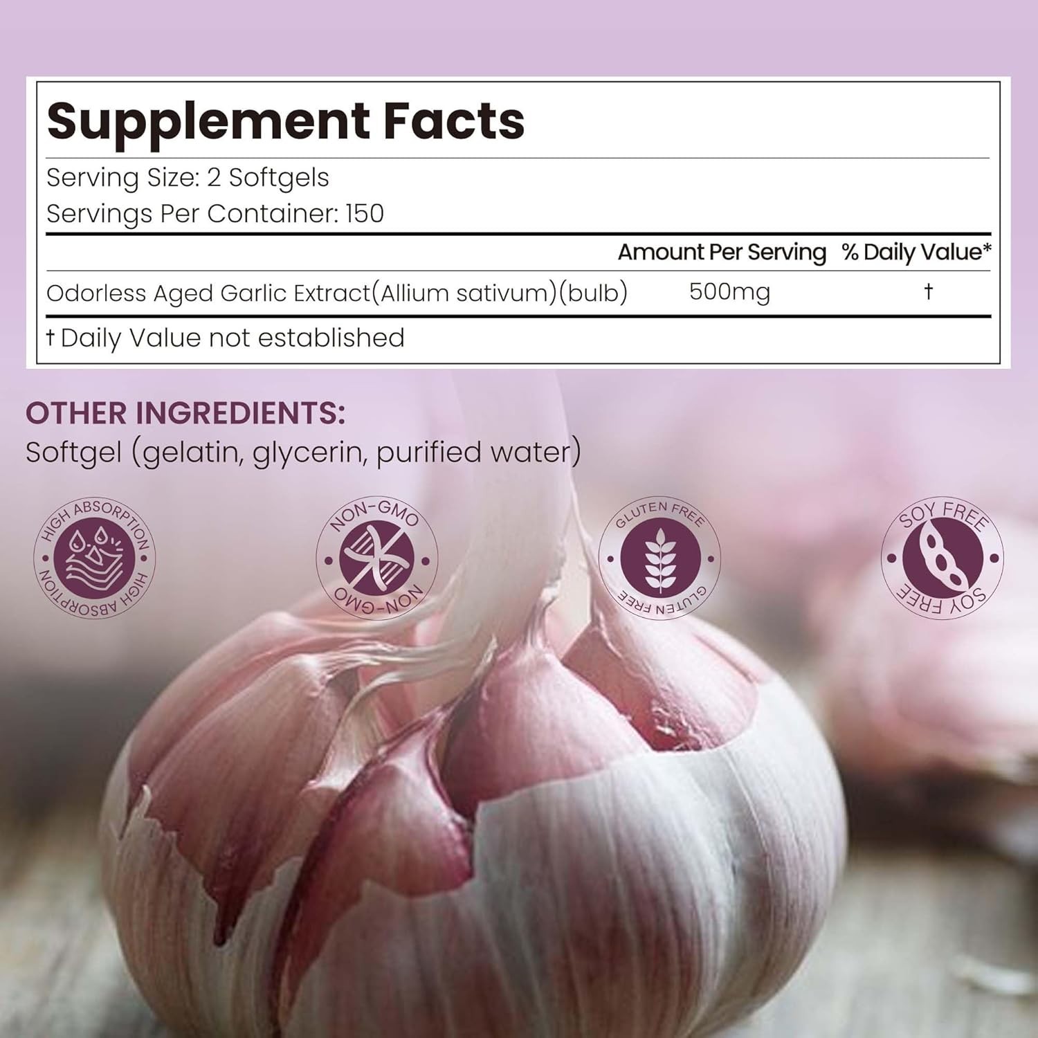 10000mg Aged Garlic Extract Softgels 300 Count Antioxidant Support