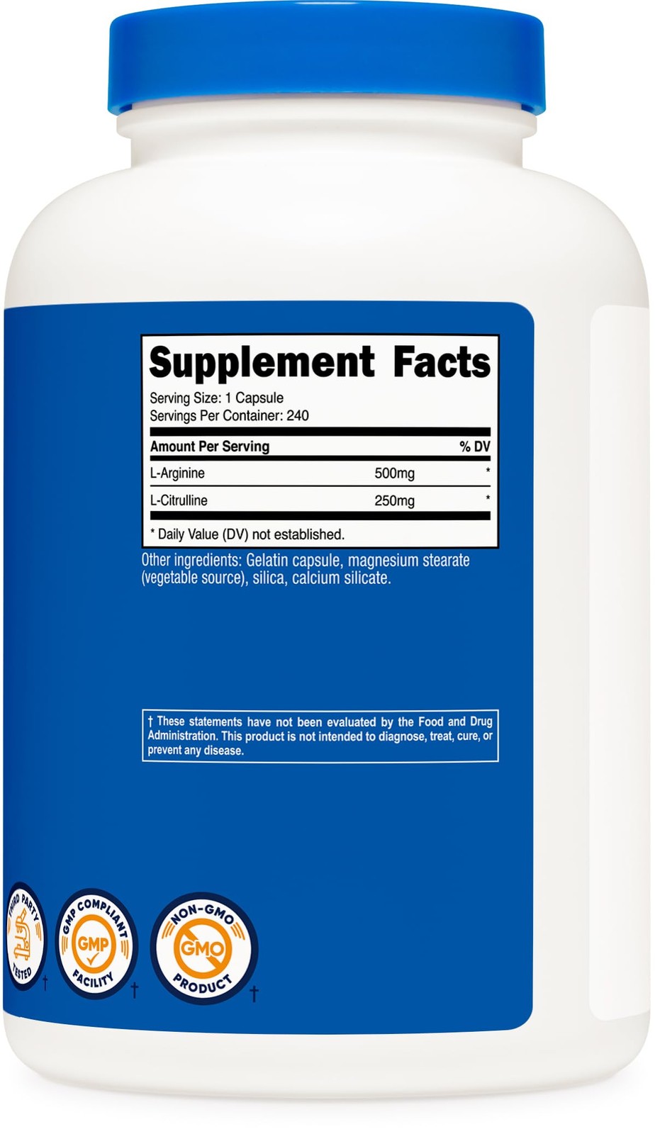 Nutricost L-Arginine L-Citrulline Complex 750mg, 240 Count (Pack of 1), Red