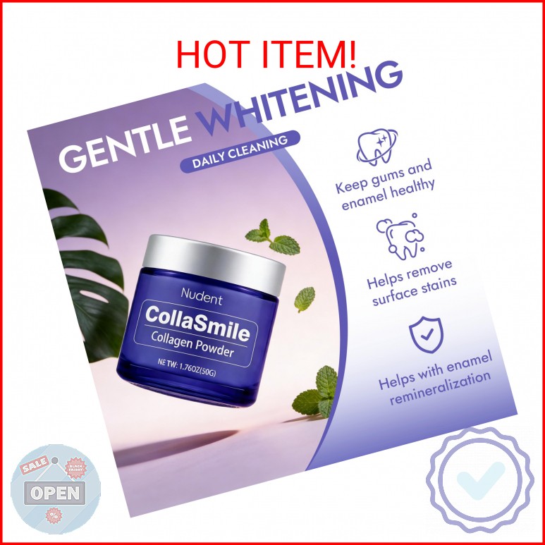 Nudent CollaSmile Collagen Tooth Powder with Hydroxyapatite – Enamel Strengtheni