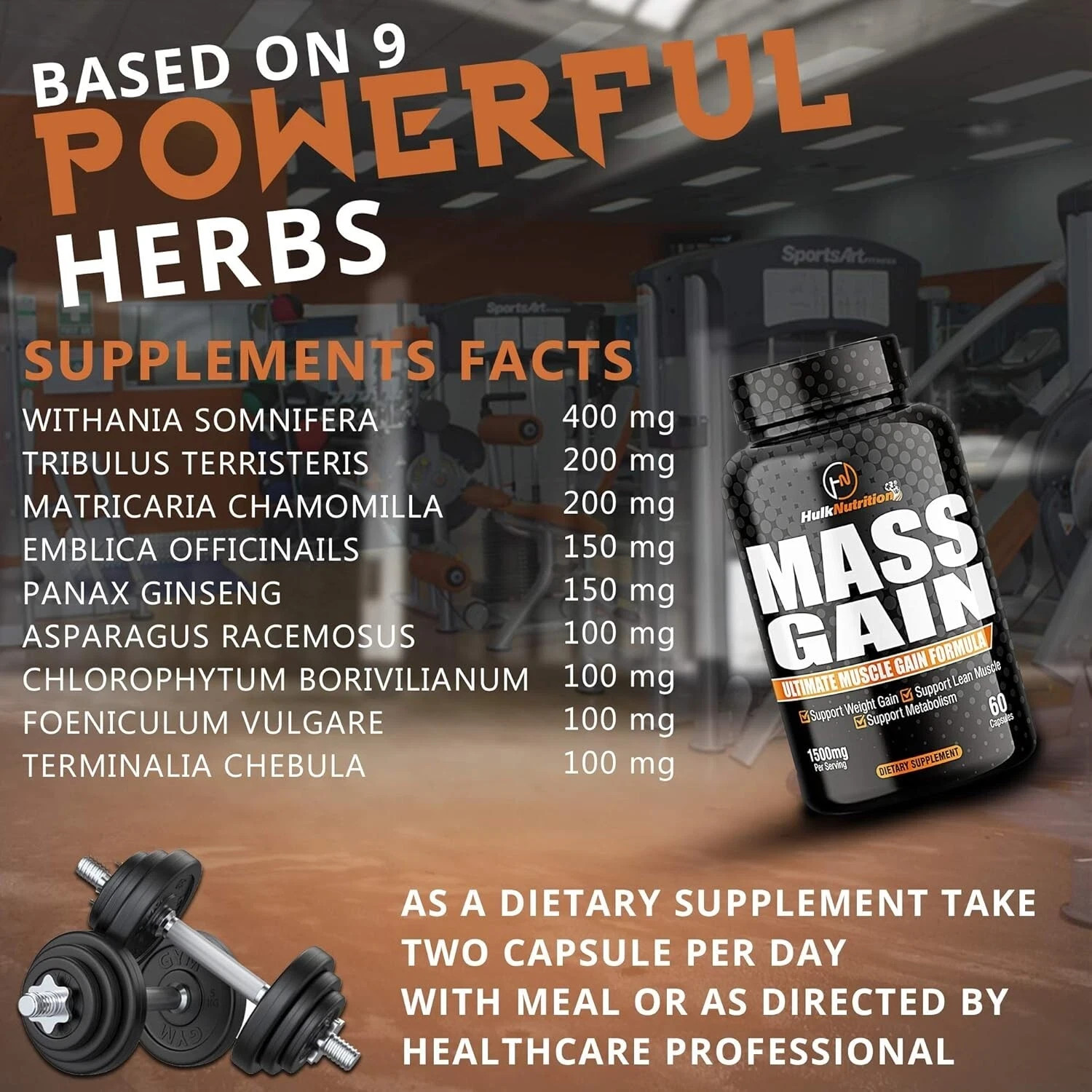 Bulk Gain Weight & Muscle Support Capsules | Daily Wellness Supplement | 60 Caps