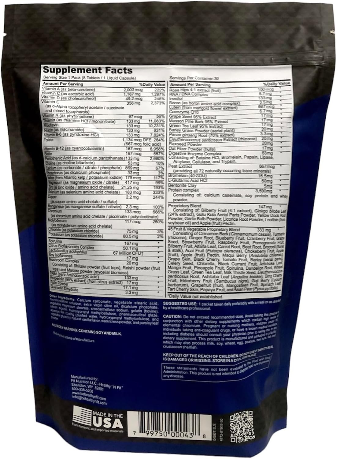 Daily Super-Nutri Pack – 30 High Potency Multi-Vitamins & Minerals for Wellness