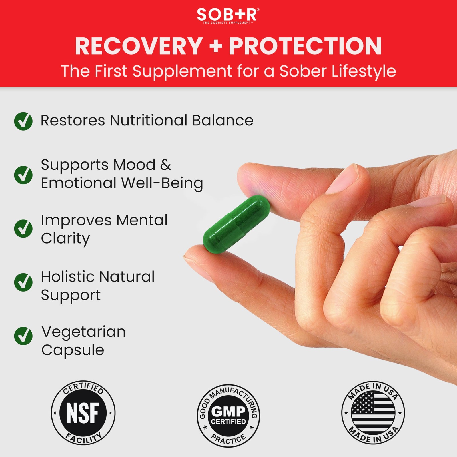 SOB+R Natural Drug Recovery Supplement | 30 Count (Pack of 1), Neutral
