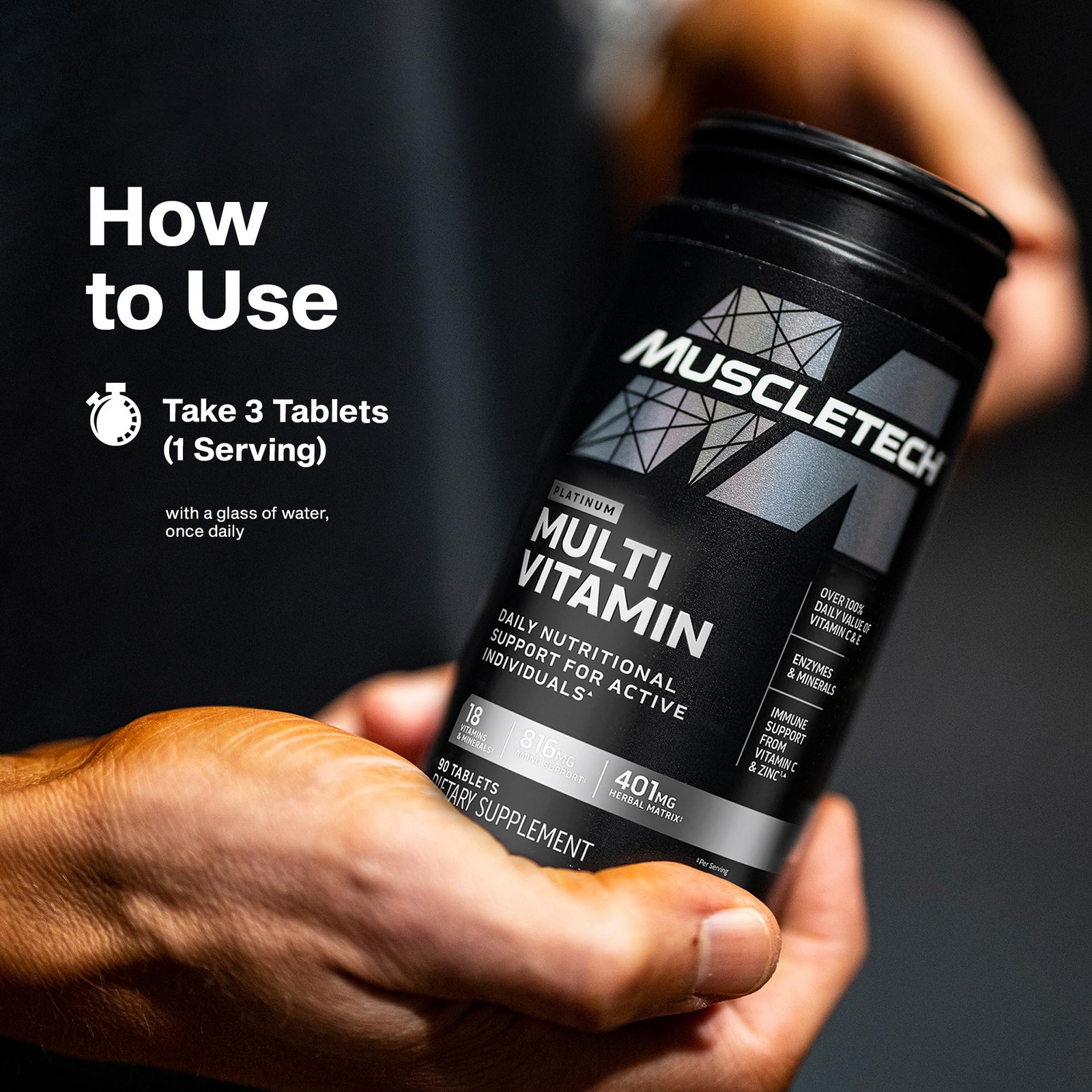MuscleTech Platinum Multivitamins for Men & 90 Count (Pack of 1), No Color