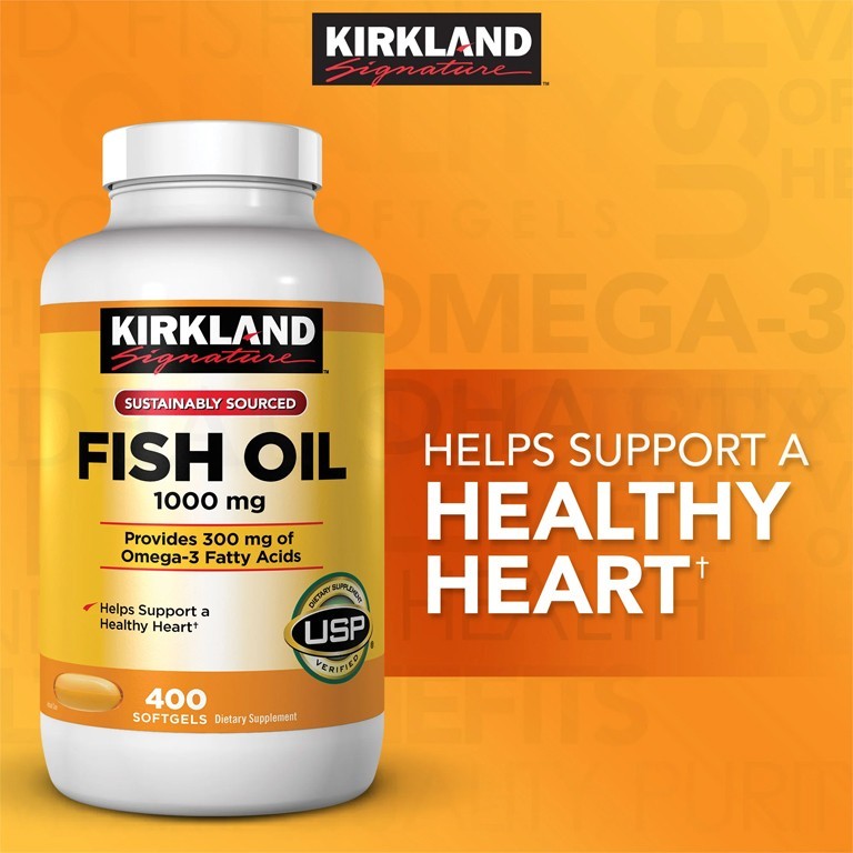 Kirkland Signature Fish Oil 1000 mg Supports Healthy Heart 400 Softgels Lot of 2