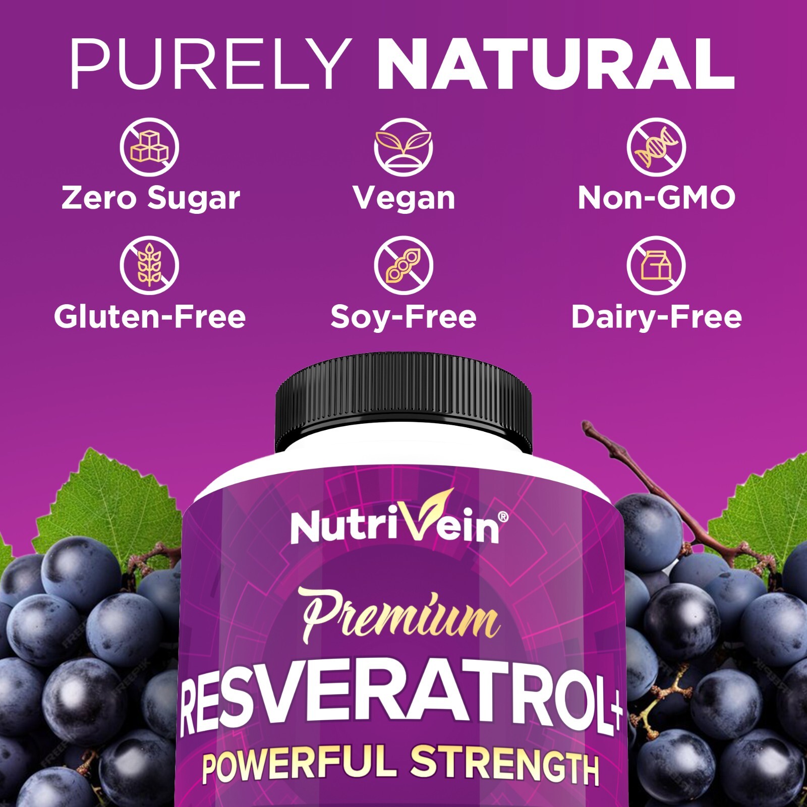 Nutrivein Resveratrol 1450mg – 120 Capsules – Anti-Aging Antioxidant Supplement
