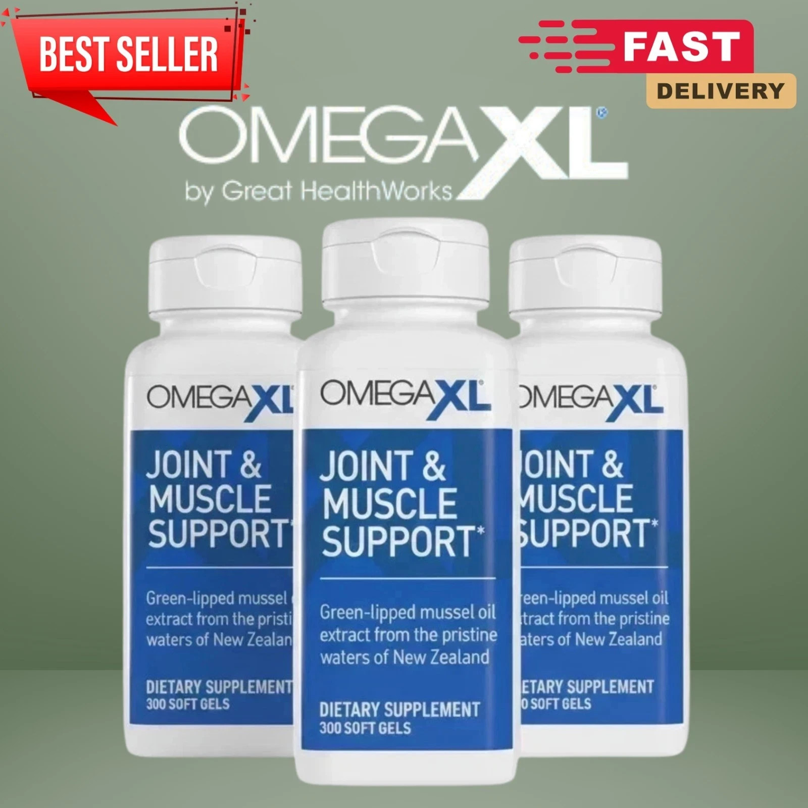 3Pack Omega XL 300 Capsules-Green Lipped Mussel Joint & Muscle Relief Supplement