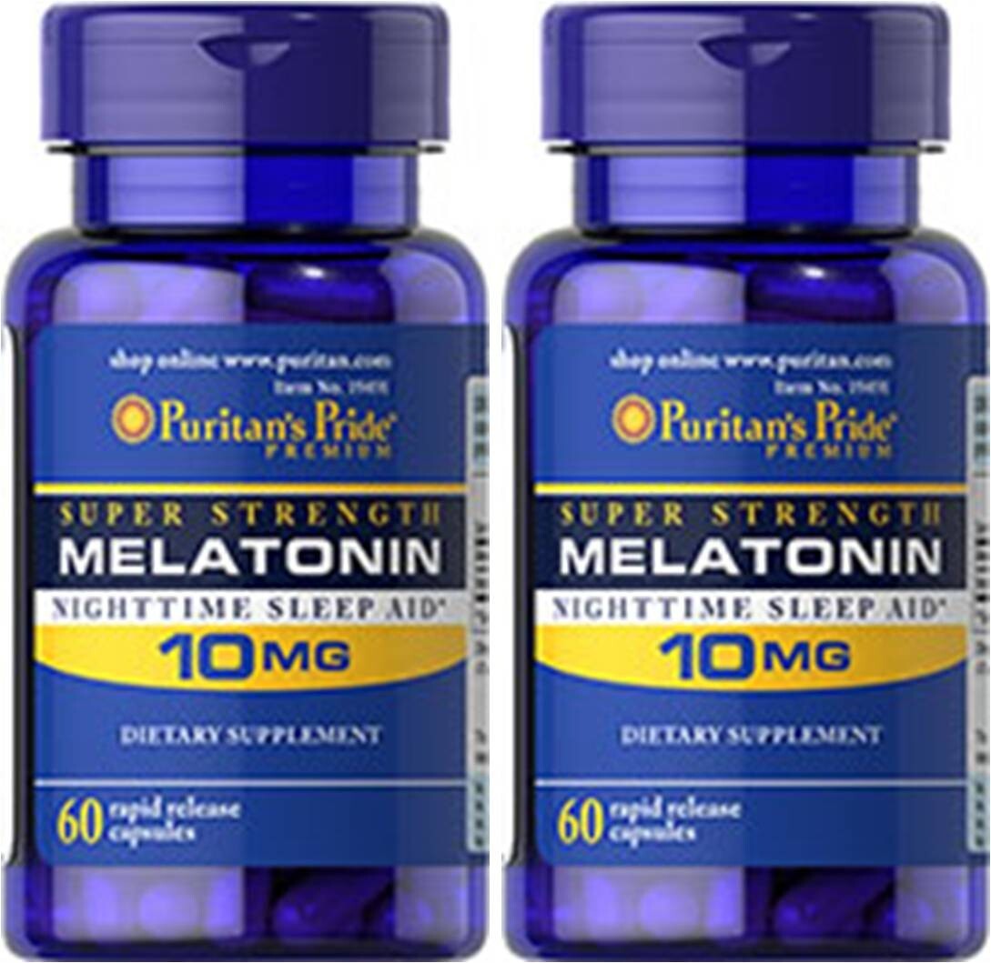 Melatonin 10 Mg 2 Bottles X 60 softgels= 120 rapid release capsules made in USA