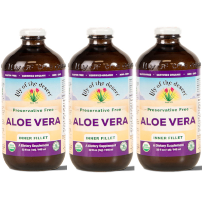 Aloe Vera Juice – Inner Fillet Preservative Free 32 fl. oz Each (Pack of 3)