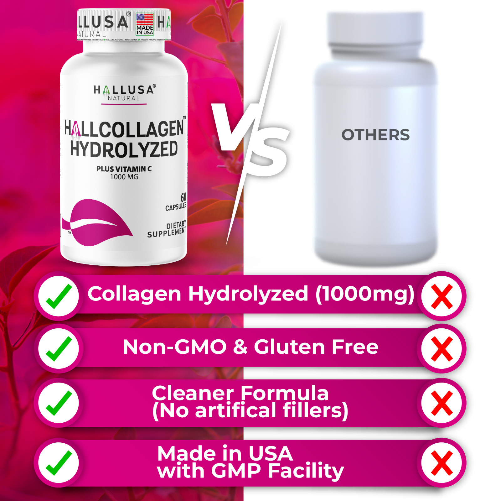Collagen Peptides Pills 1000mg Hydrolyzed Anti Aging Skin Hair Nails & Joint