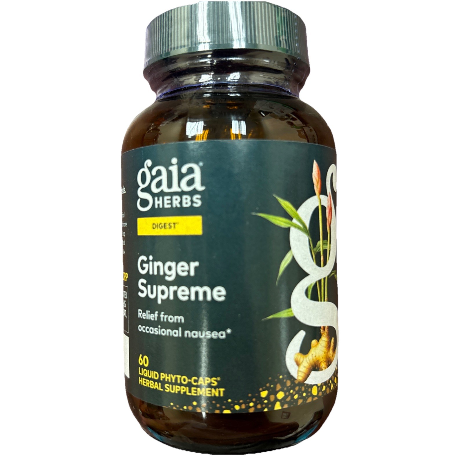 Gaia Herbs Ginger Supreme 60 Caps Healthy Digestion Nausea Support Exp 05/28