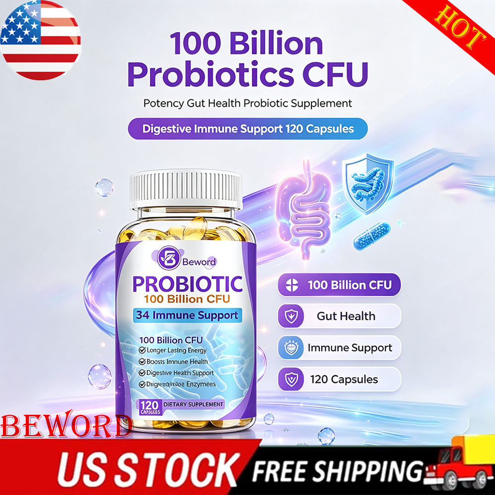 100 Billion Probiotics CFU Potency Gut Health Probiotic Supplement-