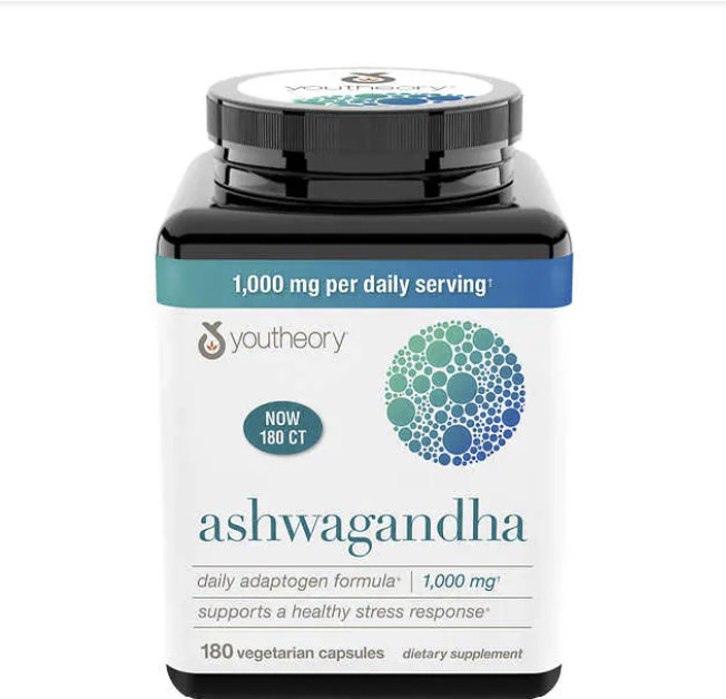 Youtheory Ashwagandha 1000mg 180 Capsule Stress Mood Cortisol Support Supplement
