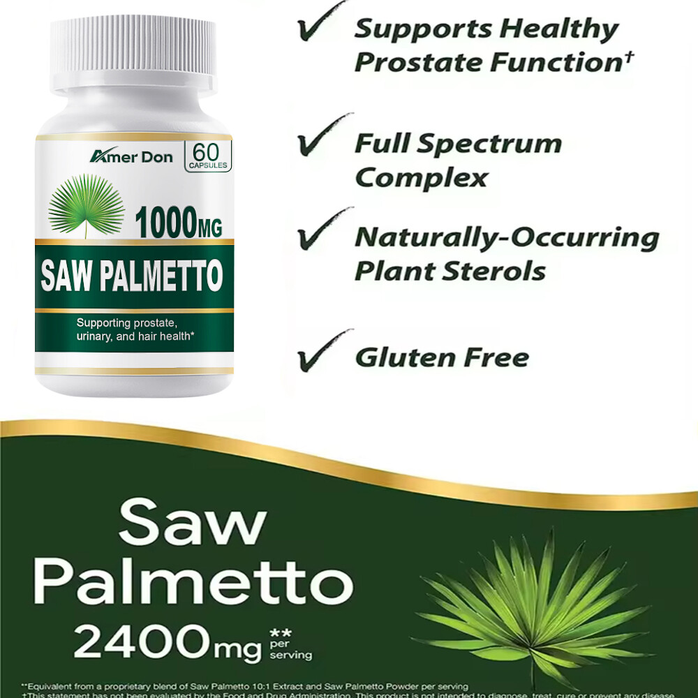 Saw Palmetto 1000mg Capsules Prostate UTI Urinary Tract Hair Loss US STOCK
