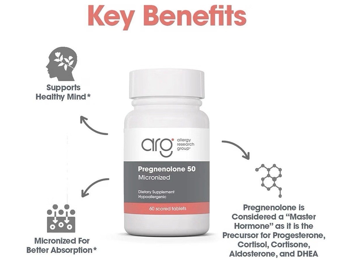 Allergy Research Group Pregnenolone 50 Micronized Hormone Precursor Support