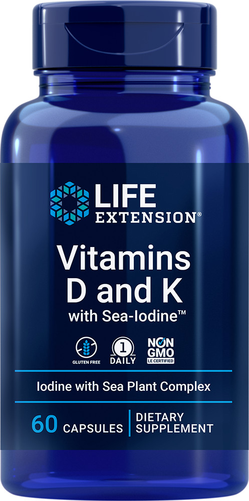 2 x Life Extension Vitamins D and K Sea-Iodine Tyriod 5000 IU 60ct – 03-2026 NEW